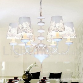 6 Light Modern / Contemporary Hollow White Living Room Dining Room Bedroom Candle Style Chandelier