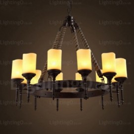 12 Light Country/Rustic, Vintage/Retro Pendant Lights with Glass Shade for Living Room, Bedroom, Dining Room, Cafes, Bar