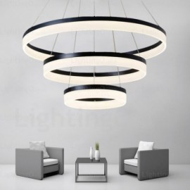 Wi-Fi Smart Dimmable 3 Rings Modern/ Contemporary Pendant Light with Acrylic Shade