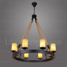 8 Light Vintage/Retro Pendant Lights with Marble Shade for Living Room, Bedroom, Dining Room, Cafes, Bar