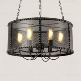 6 Light Vintage/Retro Pendant Lights with Stainless Steel Shade for Living Room, Dining Room, Bedroom, Cafes, Bar