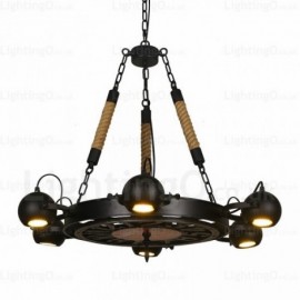 6 Light Vintage/Retro Pendant Lights with Stainless Steel Shade for Living Room, Bedroom, Bar, Dining Room, Cafes