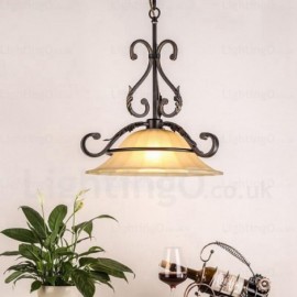 1 Light Country/Rustic Pendant Lights with Glass Shade for Hallway, Dining Room, Corridor, Bedroom, Balcony