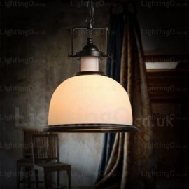 1 Light Country/Rustic Pendant Lights with Glass Shade for Living Room, Dining Room, Bedroom