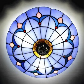 Stained Glass Flush Mount Blue Stained Glass 12 inch Flush Mount Ceiling Light