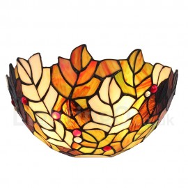 Diameter 30cm (12 inch) Handmade Rustic Retro Stained Glass Wall Light Colorful Seaweed Pattern Shade Bedroom Living Room Dining Room