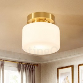 100% Pure Brass Simple Rustic Retro Vintage Flush Mount Ceiling Light with Shade Special for Hotel, Office, Showroom, Living Room, Dinning Room, Bedroom