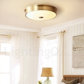 100% Pure Brass Modern / Contemporary Simple Rustic Retro Vintage Flush Mount Ceiling Light with Glass Shade Special for Hotel, Office, Showroom, Living Room, Dinning Room, Bedroom