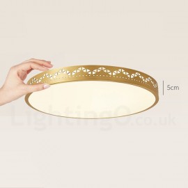 Round Pure Brass LED Modern / Contemporary Nordic Style Flush Mount Ceiling Light with Acrylic Shade for Bathroom, Living Room, Study, Kitchen, Bedroom, Dining Room, Bar, Corridor, Cloakroom, Corridor, Balcony