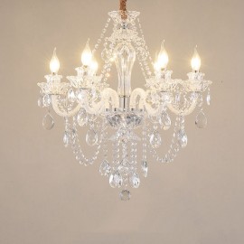 6 Light Clear Crystal Candle Chandelier for Living Room, Bedroom, Dinning Room